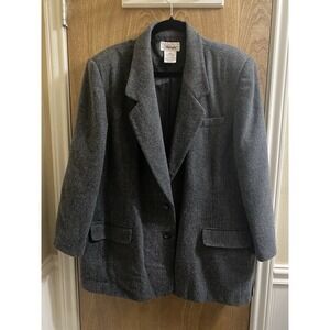 Vintage Worthington 100% Wool Jacket Blazer Women's Sz 22W Double Button Gray